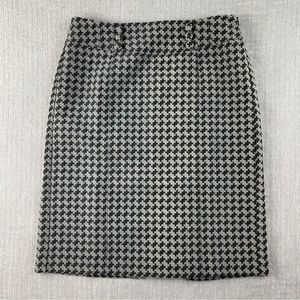 Ann Taylor Houndstooth Black & Gray Lined Midi Pencil Skirt Women’s Size 10